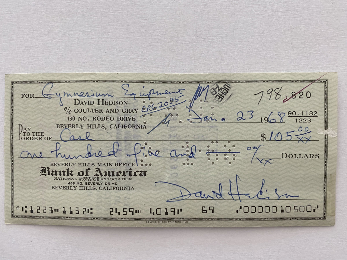 David Hedison signed check