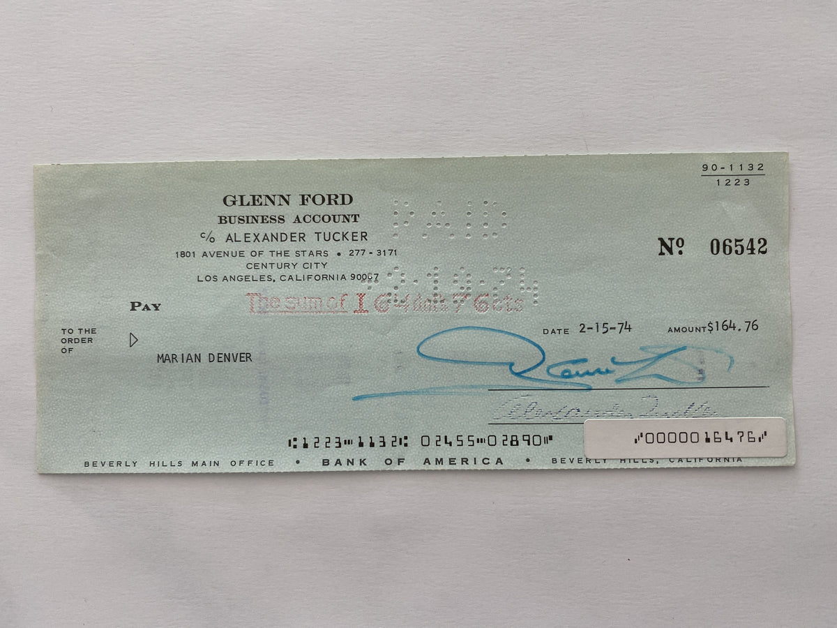 Glenn Ford signed check