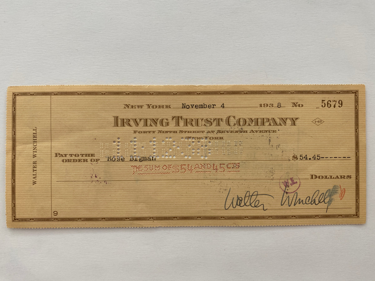 Walter Winchell signed check