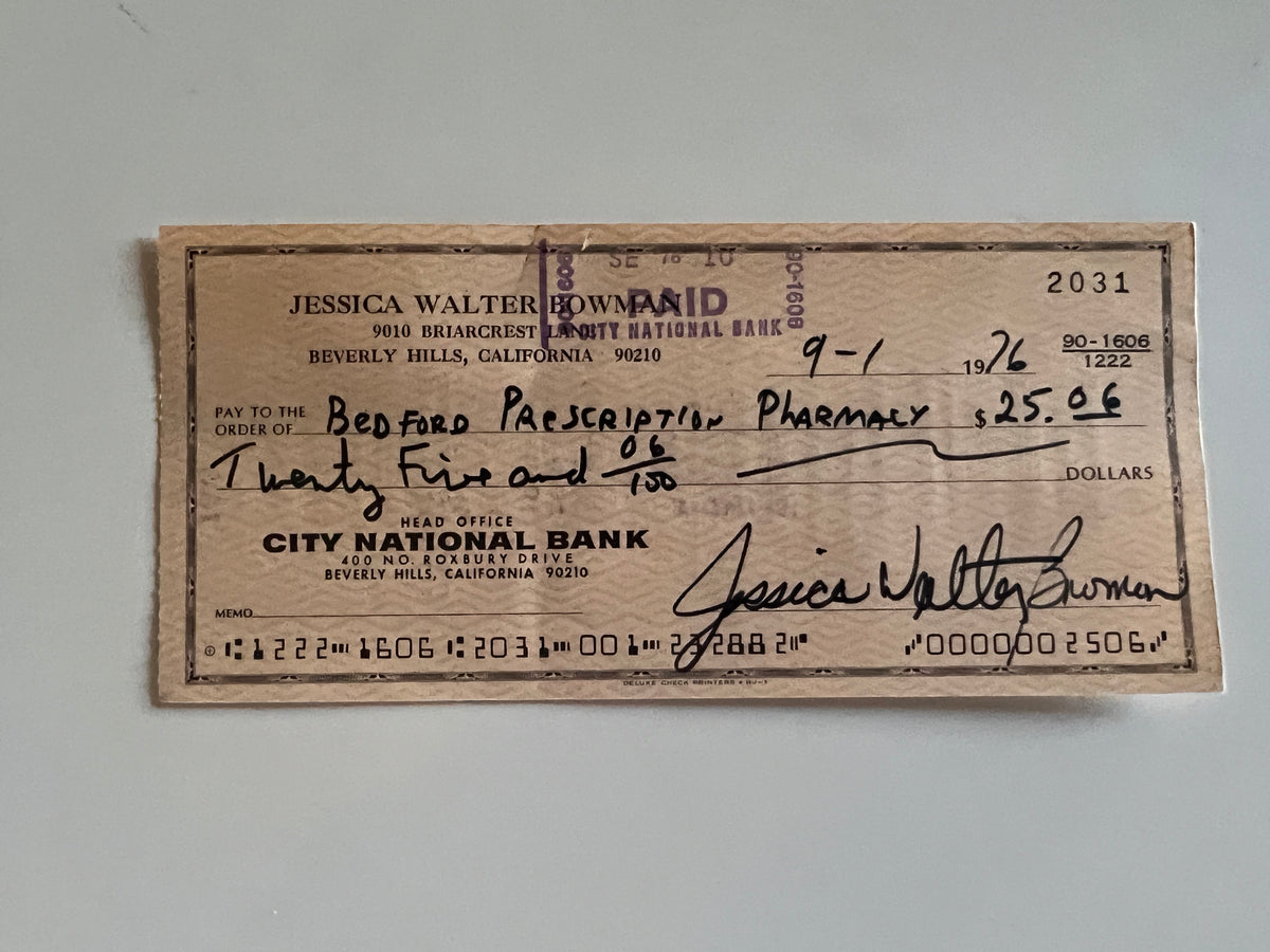 Jessica Walter signed check