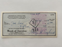 George Englund signed check