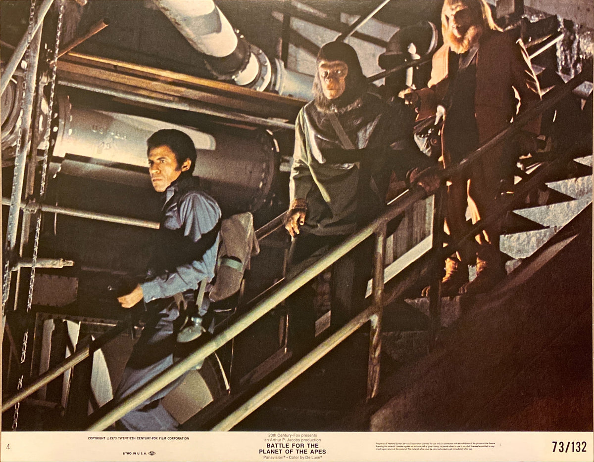 Roddy McDowall, Claude Akins, and Natalie Trundy "Battle for the Planet of the Apes" original Lobby Card