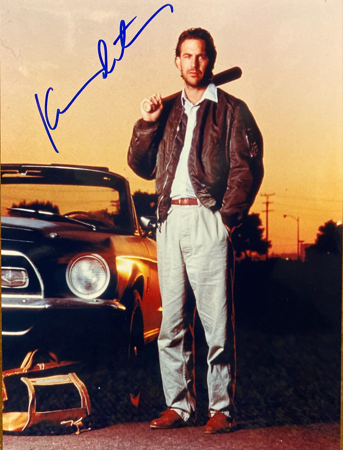 Kevin Costner signed "Bull Durham" movie photo