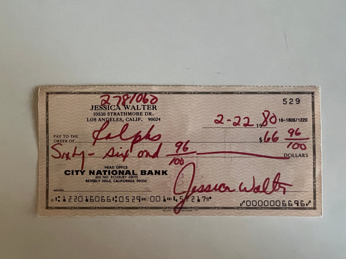Jessica Walter signed check