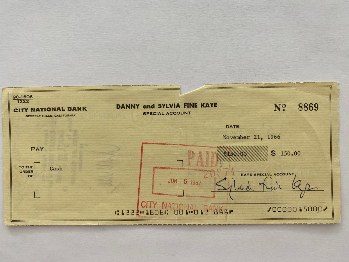 Sylvia Fine Kaye signed check
