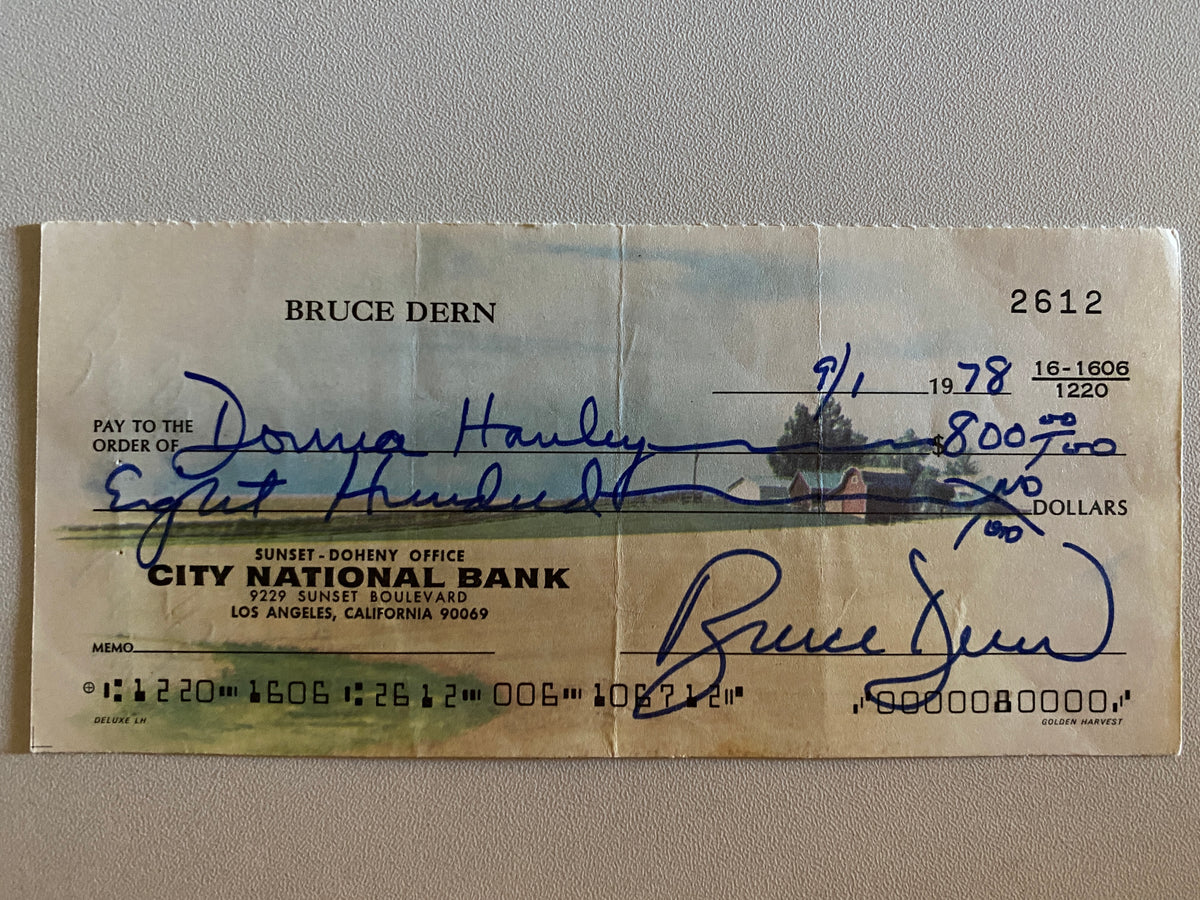 Bruce Dern signed check