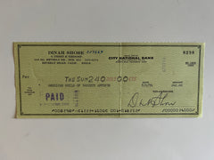 Dinah Shore signed check