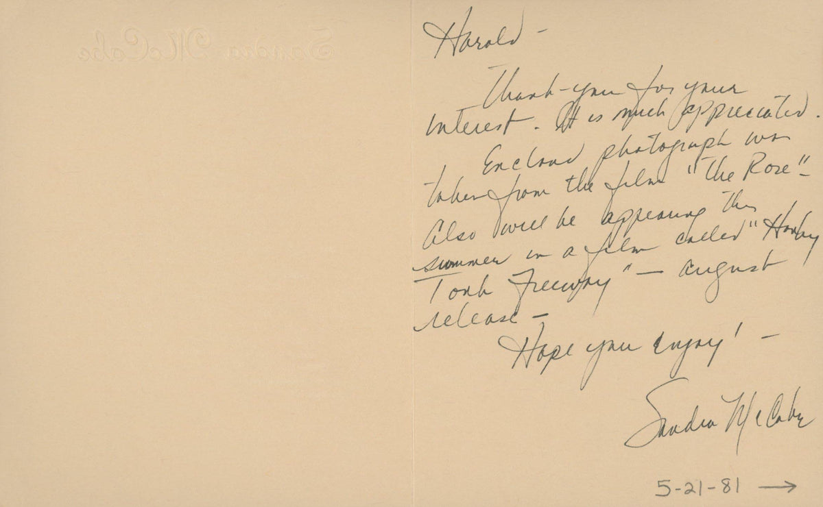 The Rose Sandra McCabe  signed letter