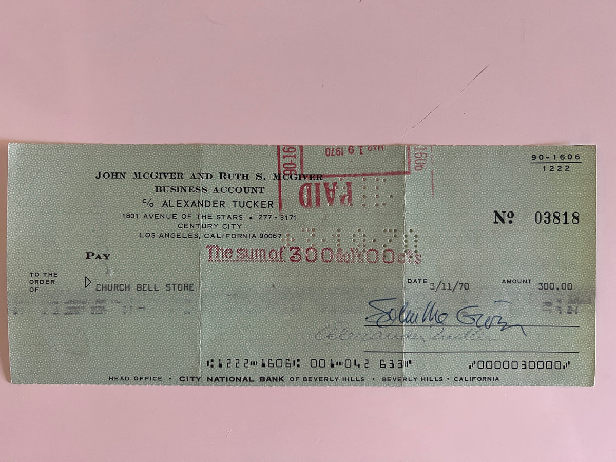 John McGivern signed check