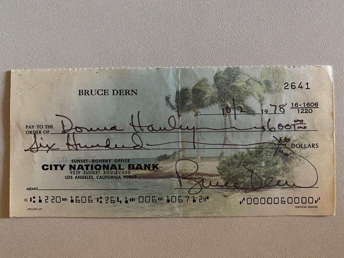 Bruce Dern signed check