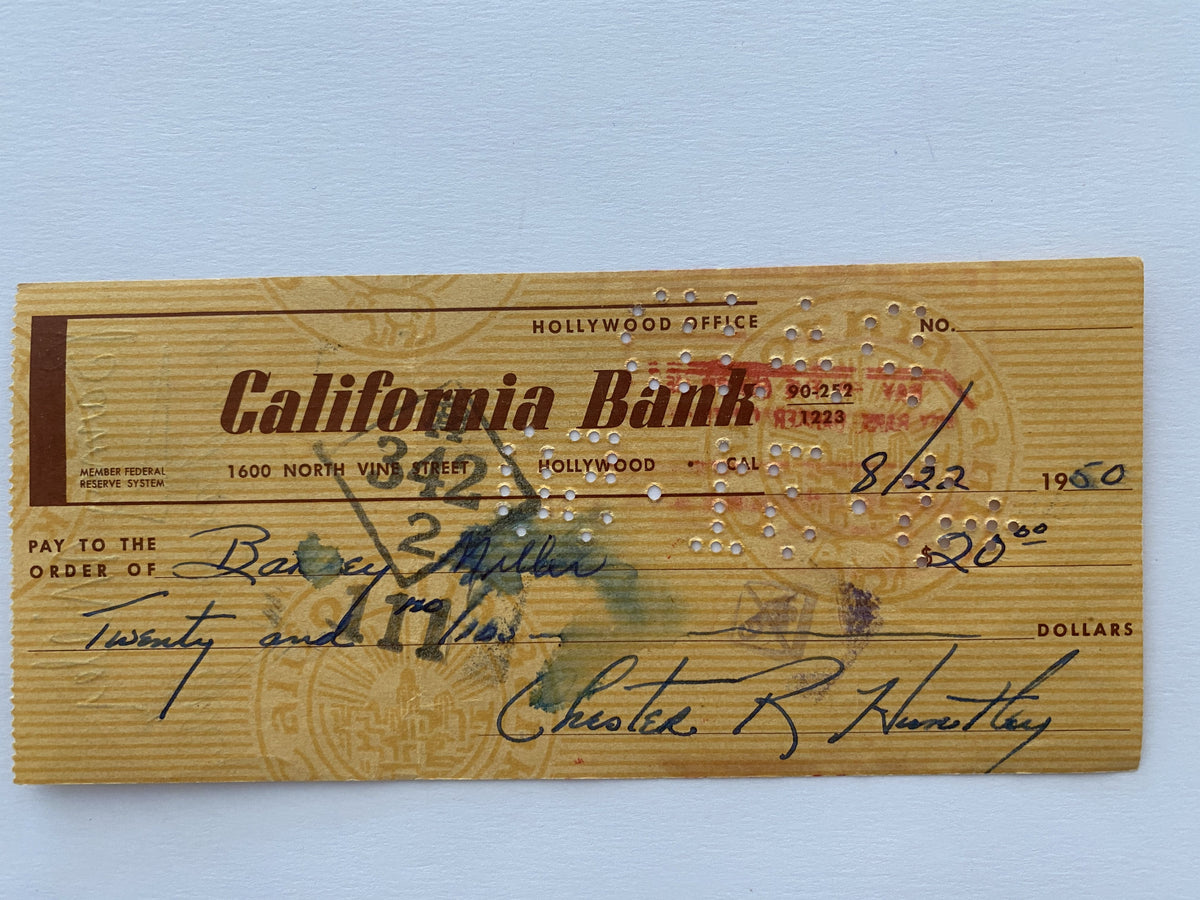 Chester Huntley signed check