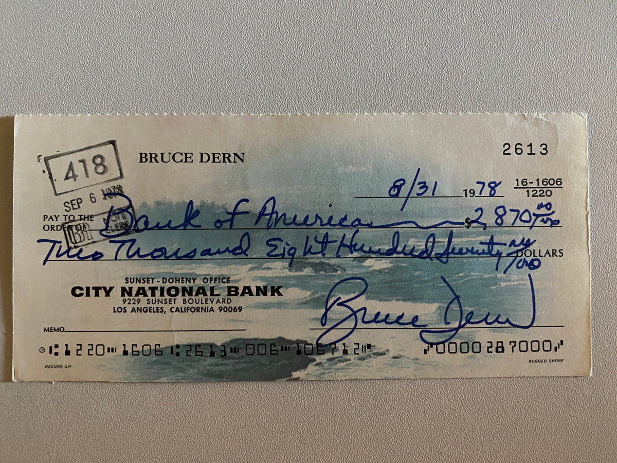 Bruce Dern signed check