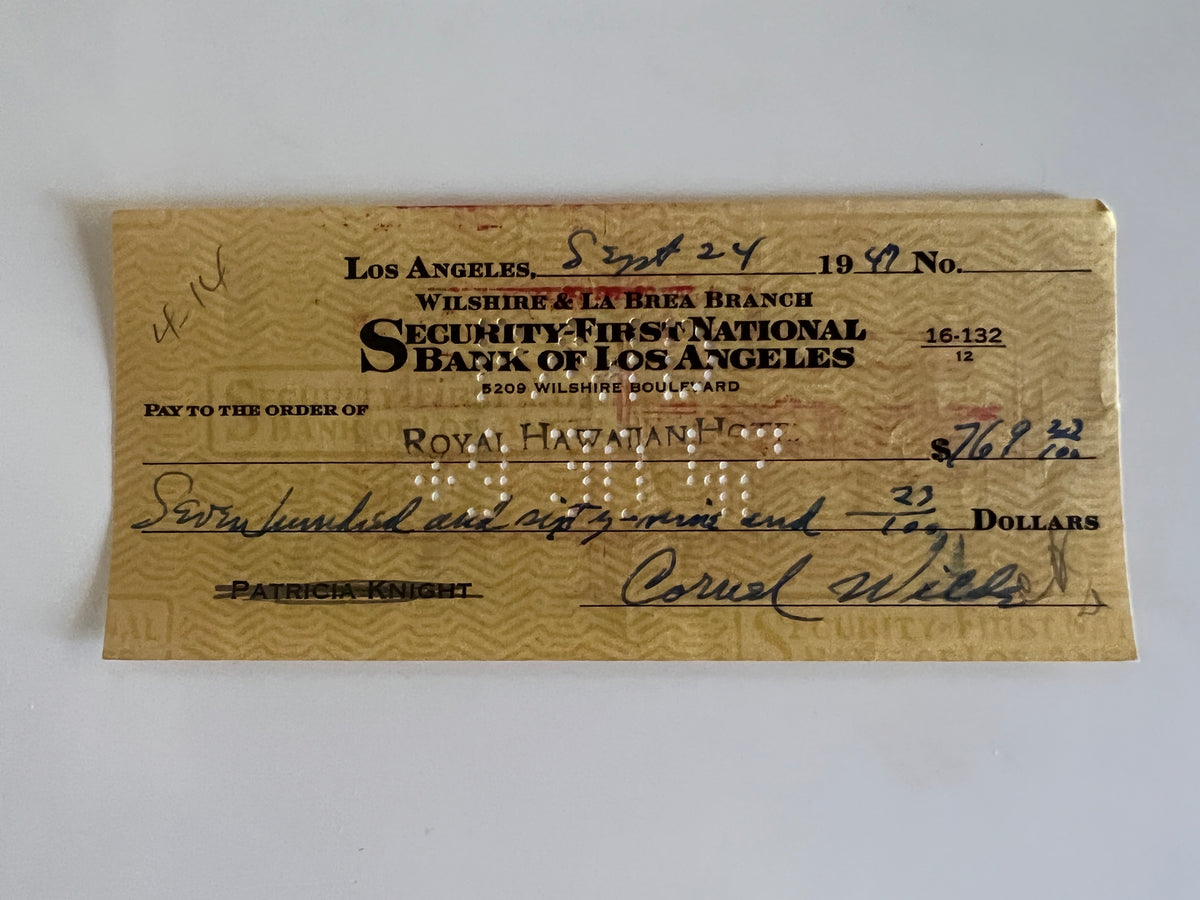Cornel Wilde signed check