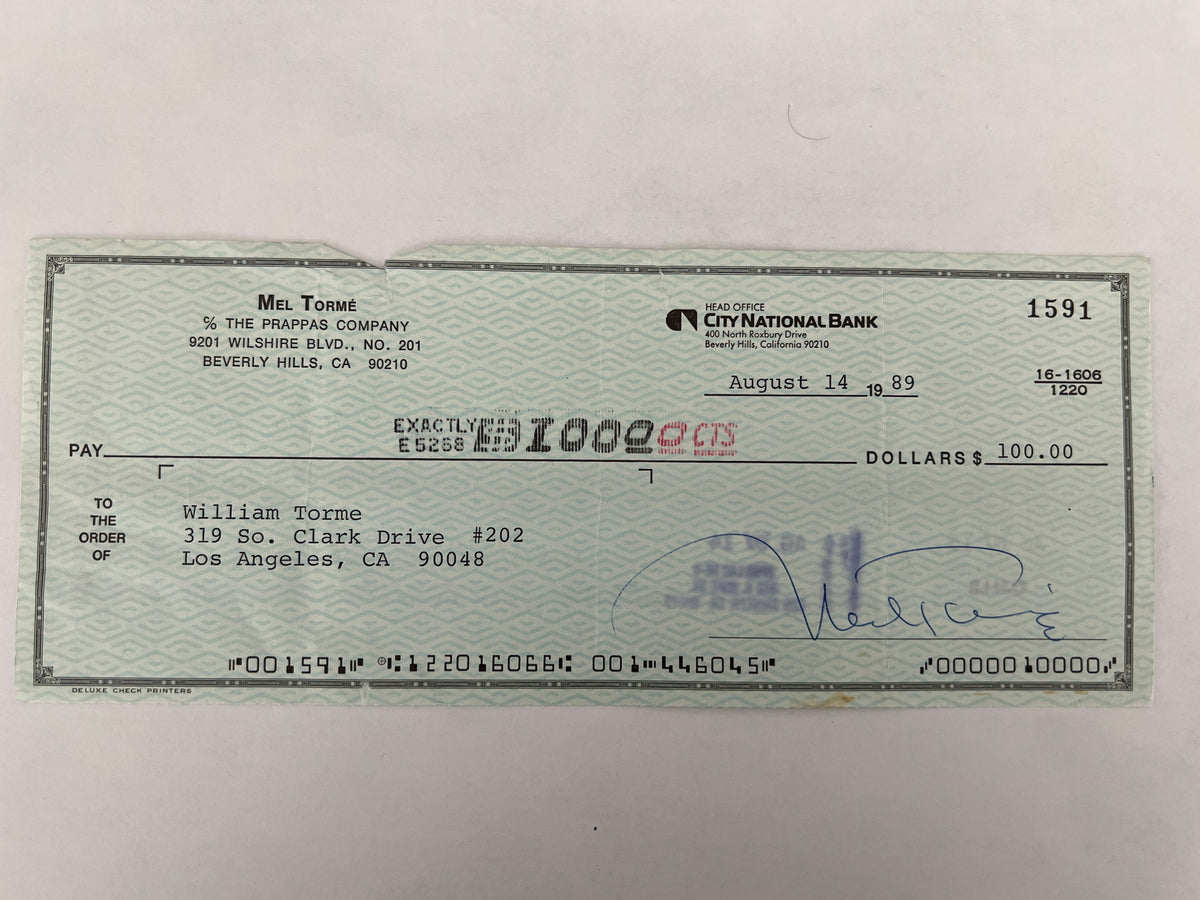 Mel Torme signed check