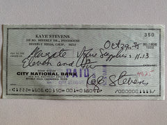 Kaye Stevens signed check