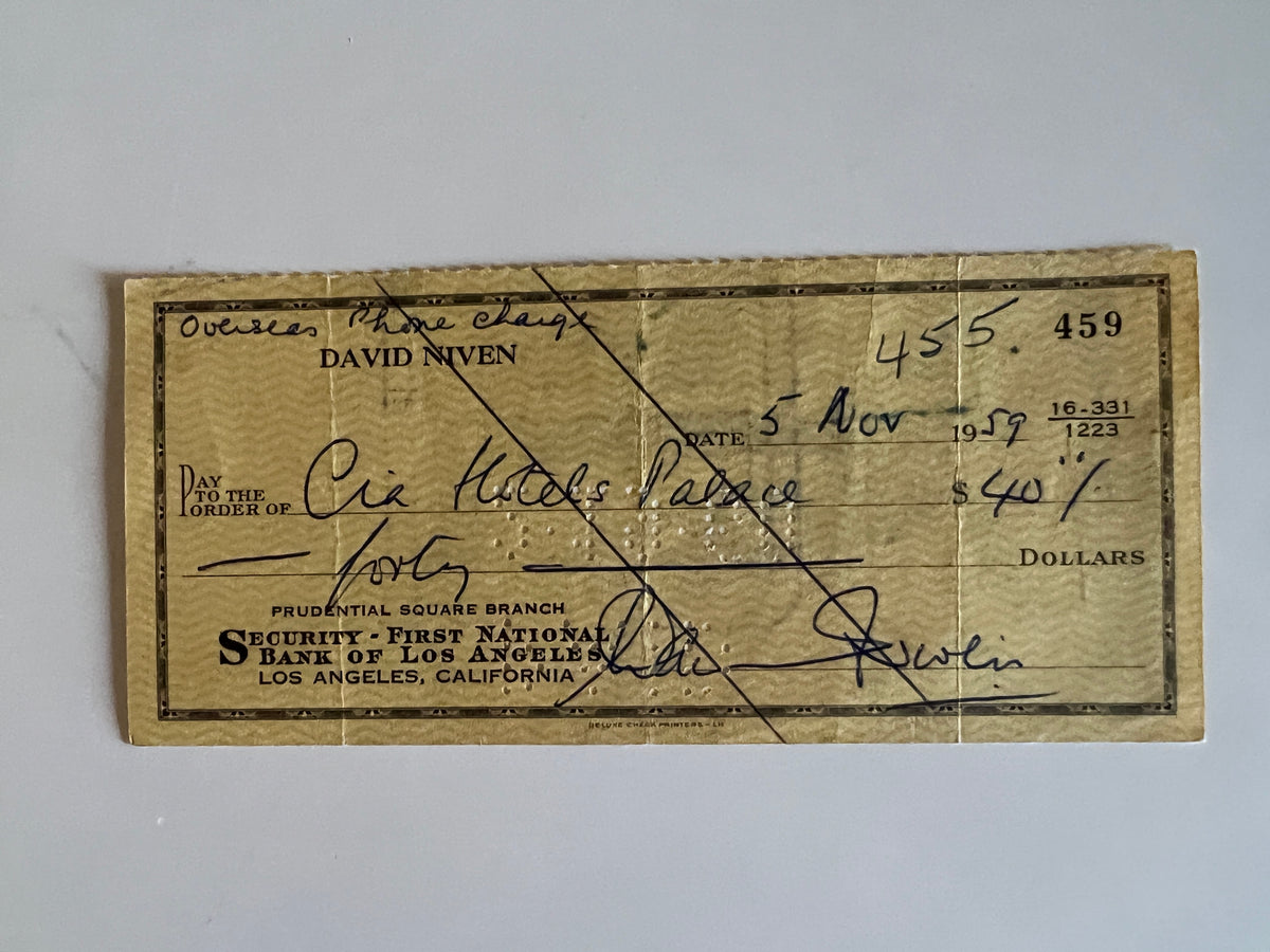 David Niven signed check
