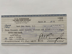 Walter Cunningham signed check