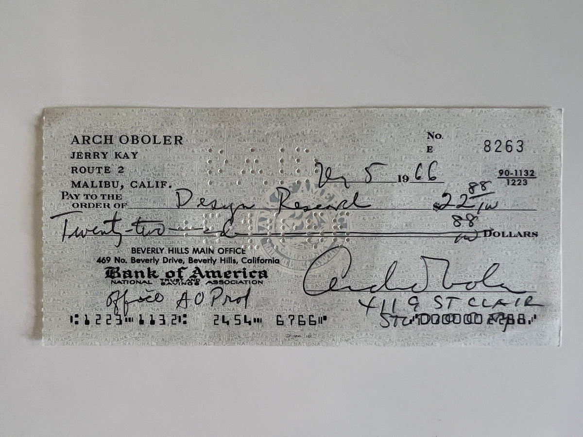 Arch Oboler signed check