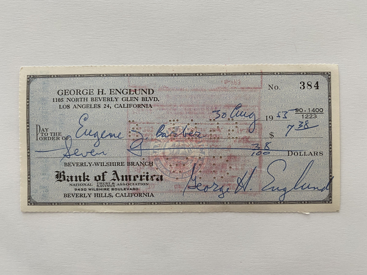 George Englund signed check
