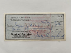 George Englund signed check