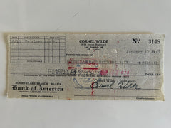 Cornel Wilde signed check