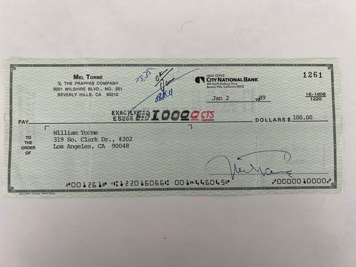 Mel Torme signed check