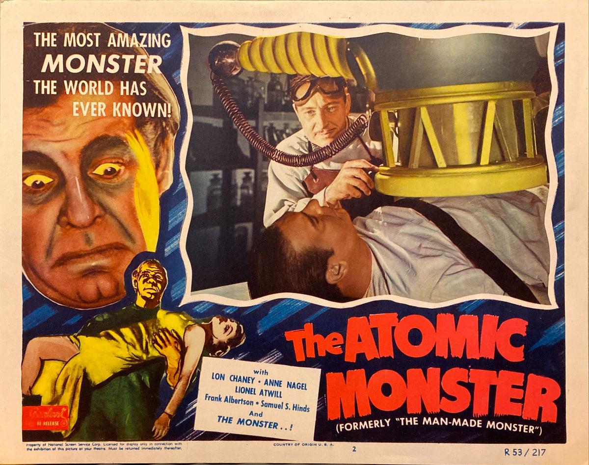Lon Chaney, Jr. and Lionel Atwill "The Atomic Monster" original Lobby Card