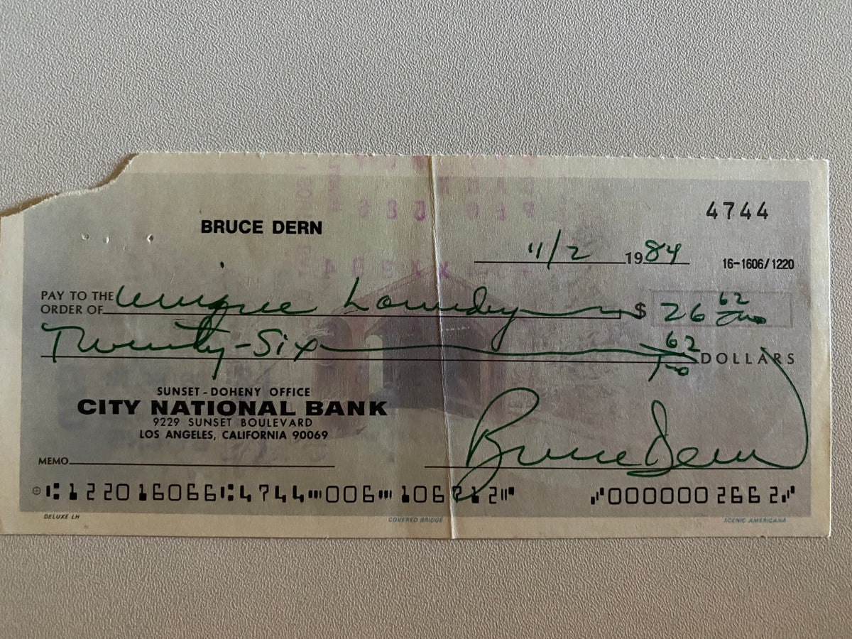 Bruce Dern signed check
