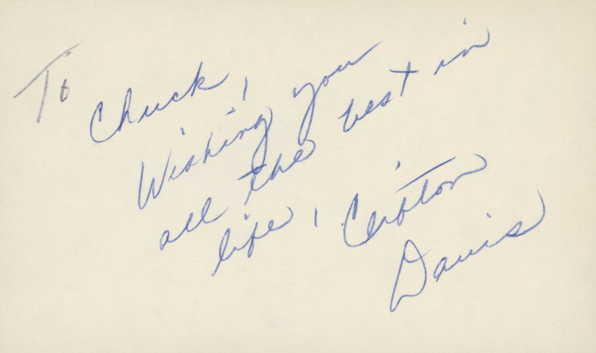 Beyond The Gates Clifton Davis signed note