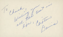 Beyond The Gates Clifton Davis signed note