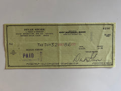 Dinah Shore signed check