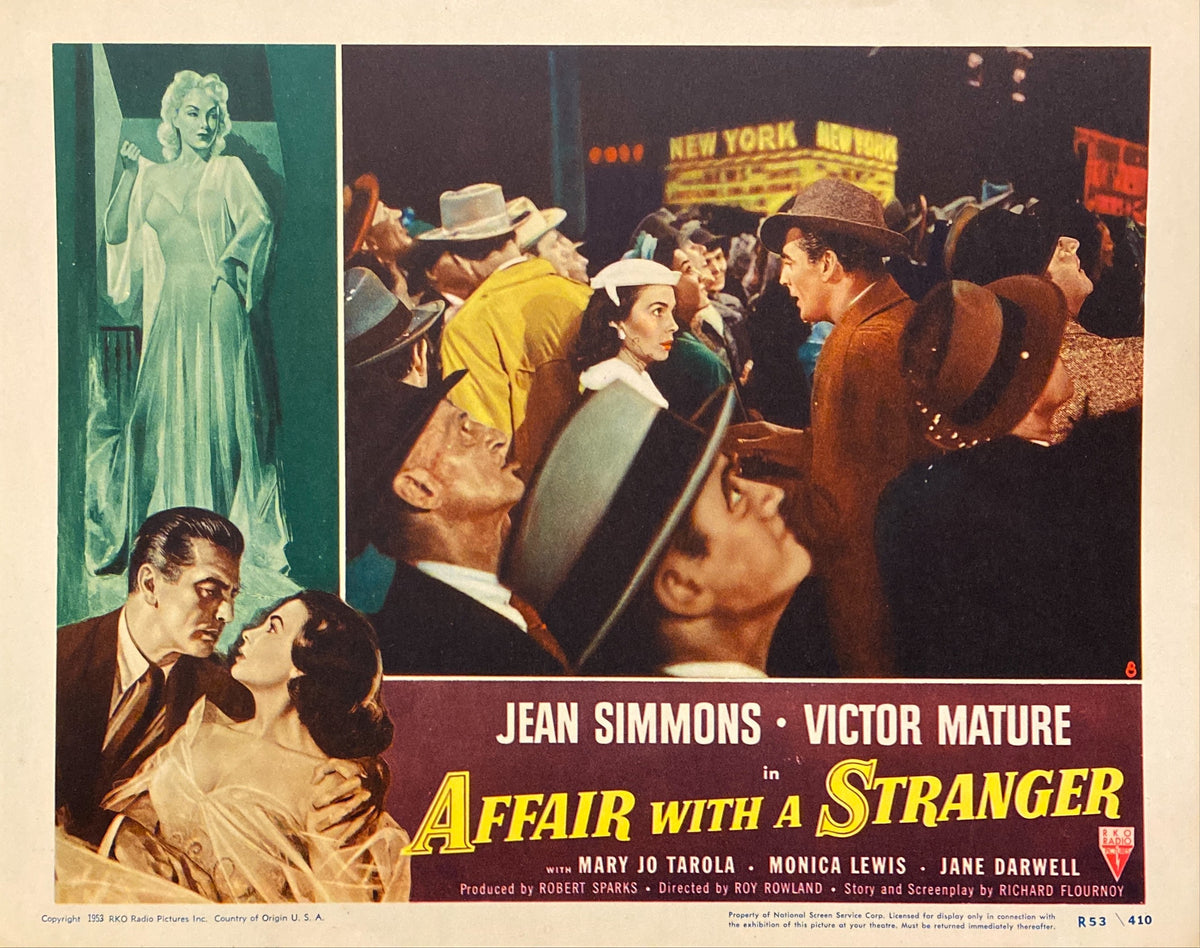 Jean Simmons and Victor Mature "Affair with a Stranger" Lobby Card