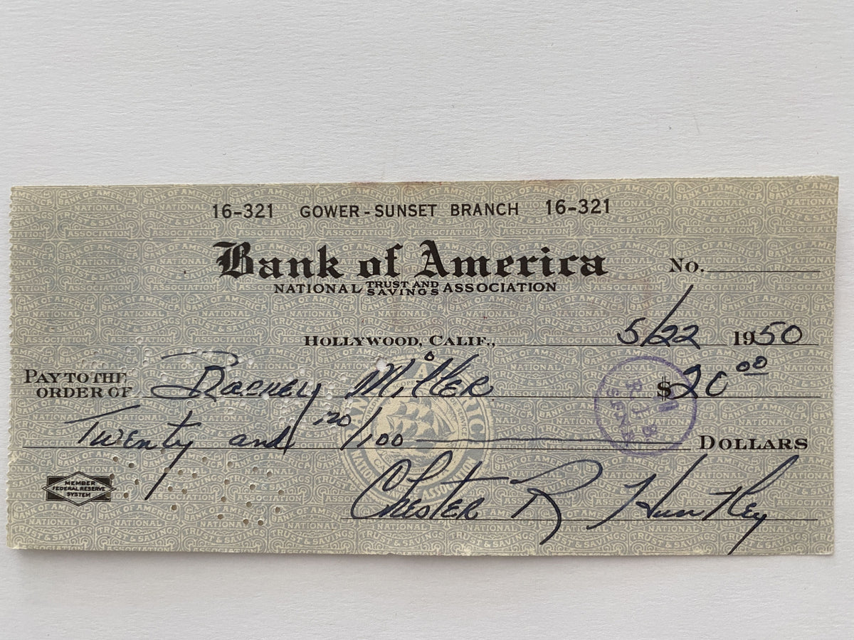 Chester Huntley signed check