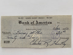 Chester Huntley signed check