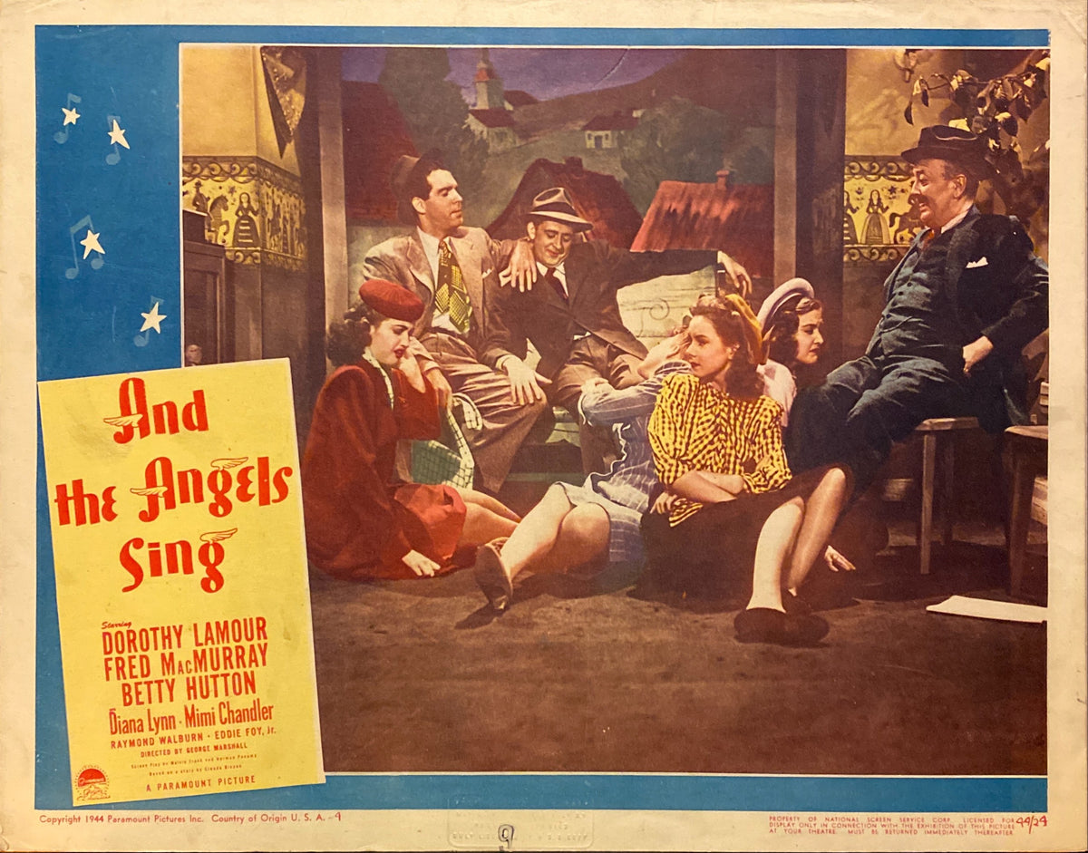 Dorothy Lamour, Fred MacMurray, and Betty Hutton "And Angels Sing" original lobby card