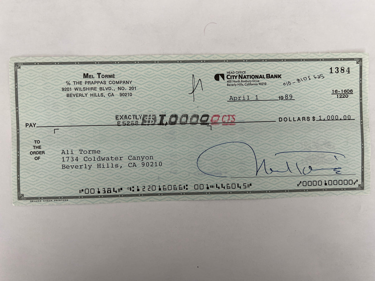 Mel Torme signed check