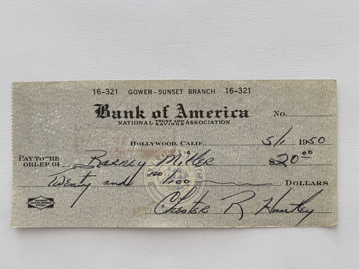 Chester Huntley signed check