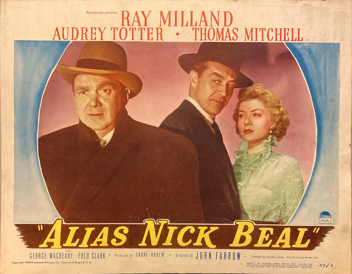 Ray Milland, Audrey Totter, and Thomas Mitchell "Alias Nick Beal" original Lobby Card