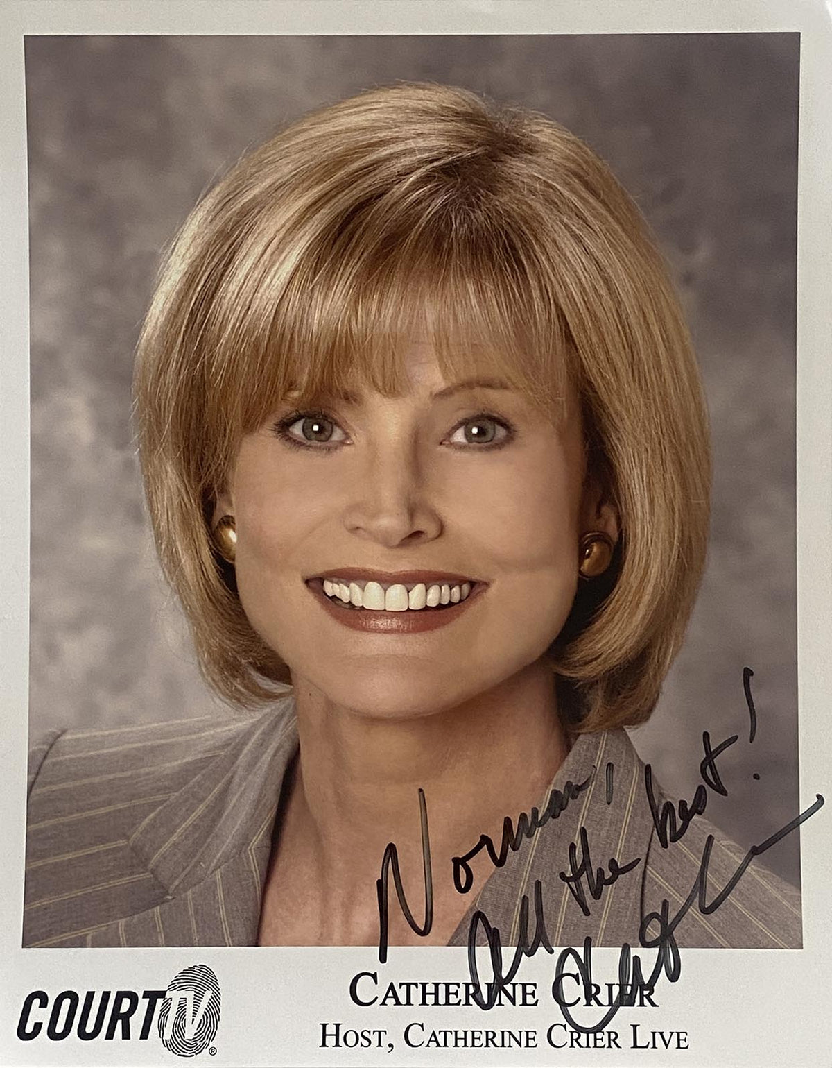 Court TV host Catherine Crier signed photo