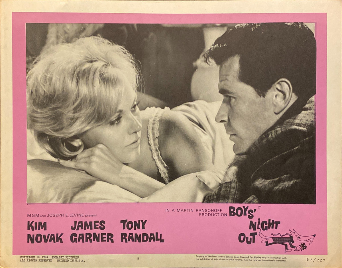 Kim Novak, James Garner, and Tony Randall "Boys' Night Out" original Lobby Card