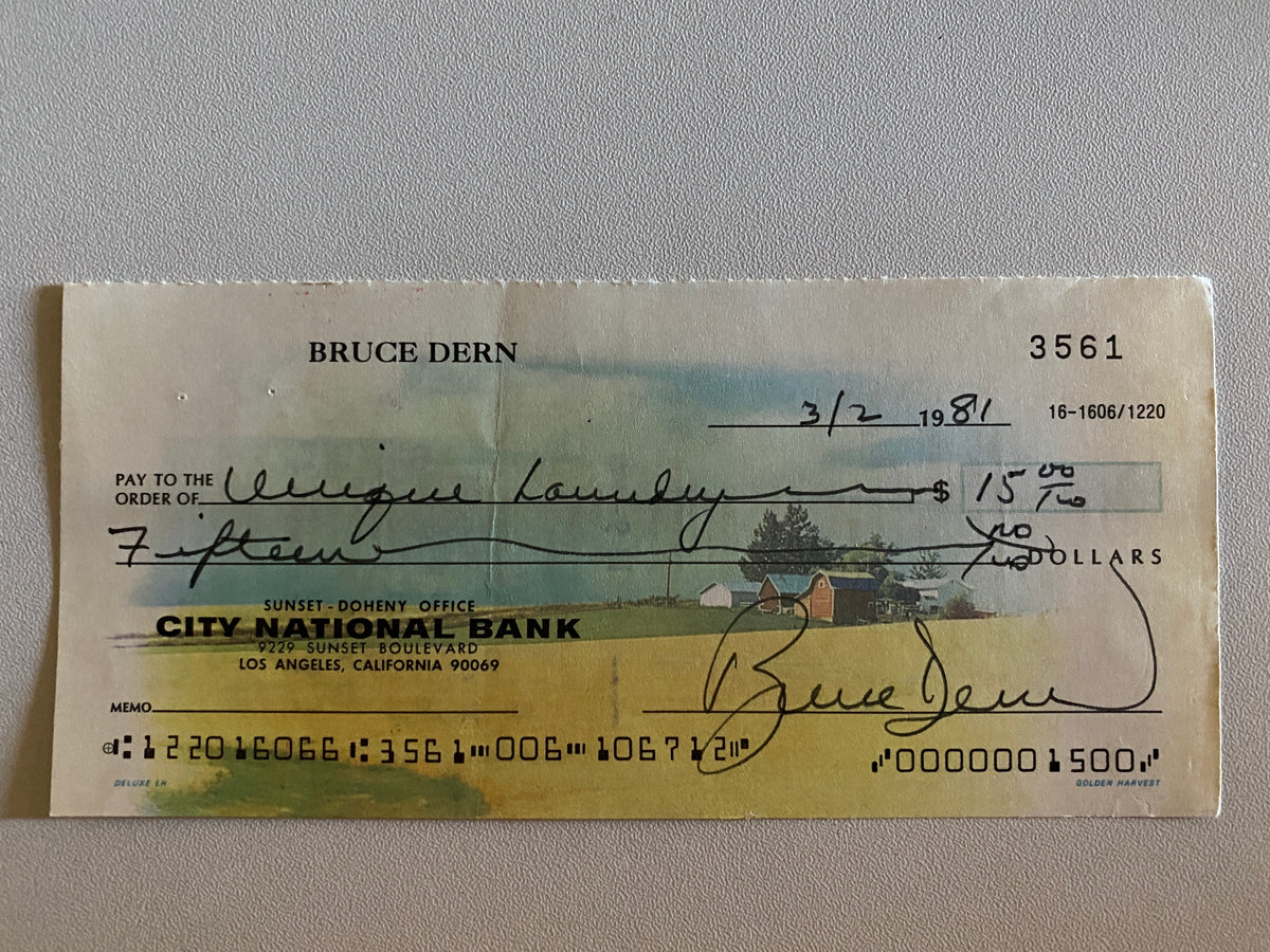 Bruce Dern signed check