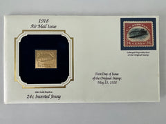 1918 24 cent Inverted Jenny 22kt gold stamped FDC