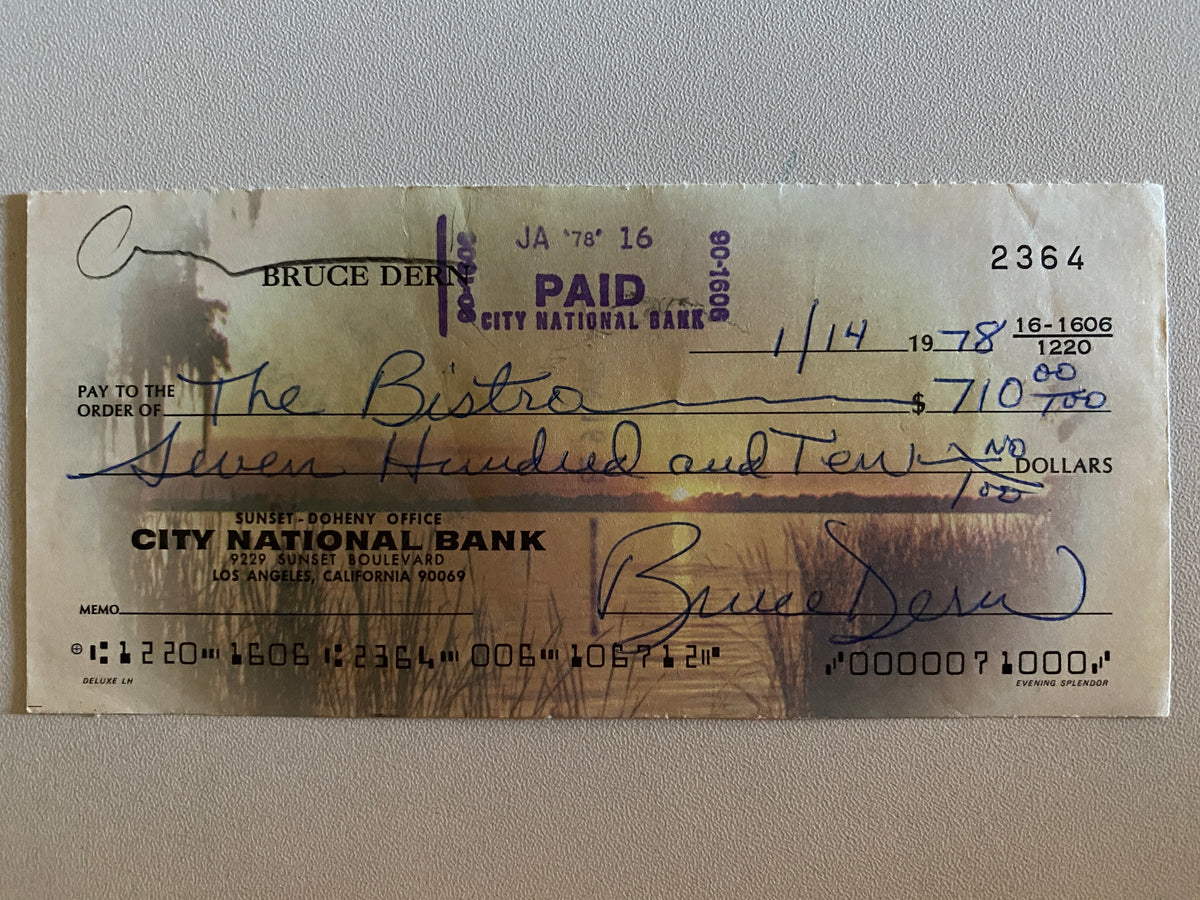 Bruce Dern signed check