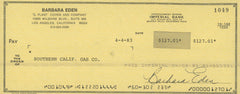 Barbara Eden I Dream of Jeanie
 signed check