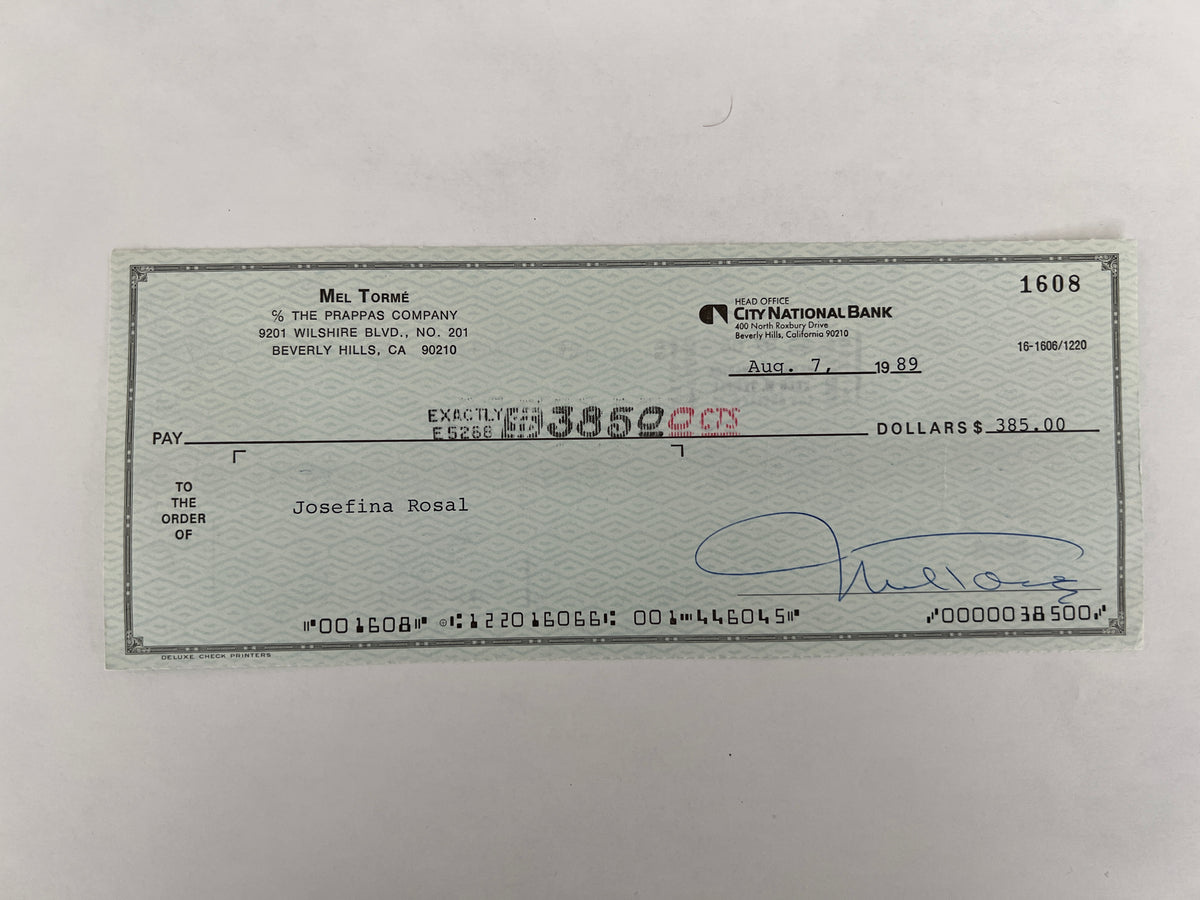 Mel Torme signed check