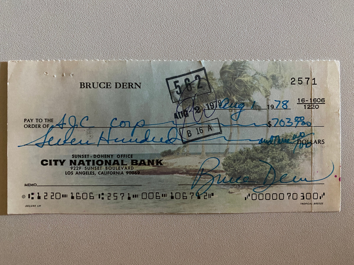 Bruce Dern signed check