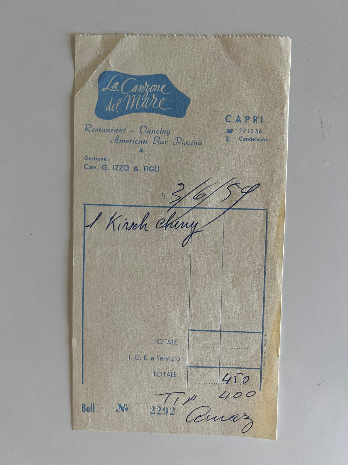 Desi Arnaz signed receipt