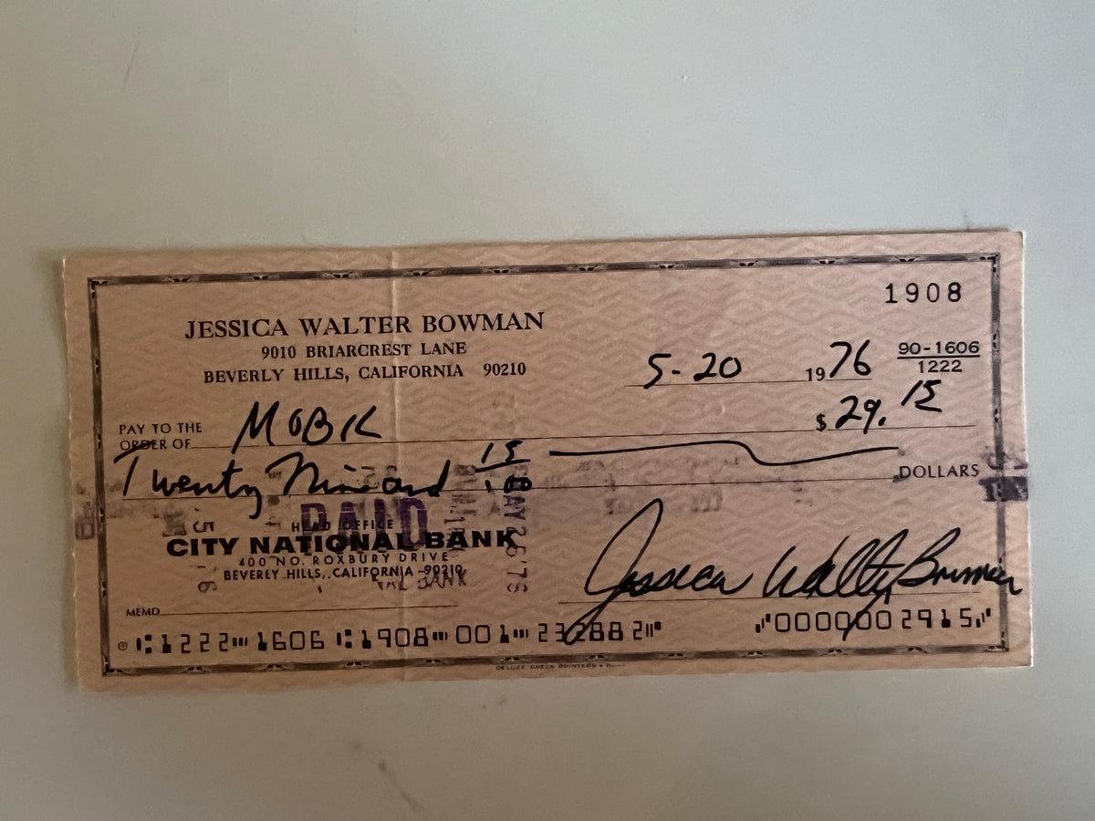 Jessica Walter signed check
