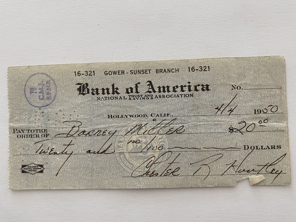 Chester Huntley signed check