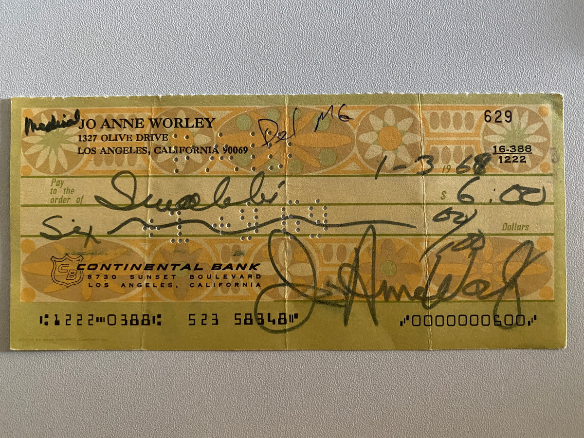 JoAnne  Worley signed check
